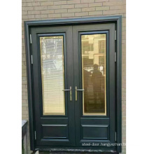 Cheap Exterior Double Glass Swing Casement French Door With shutter